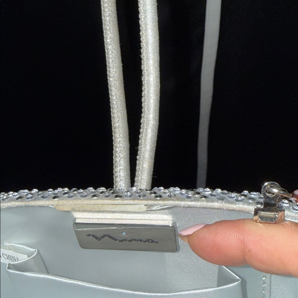 Silver Rhinestone Clutch with Chain Strap - Picture 8 of 8